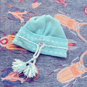 Super cute vintage turquoise 100% wool Murray Merkley winter beanie hat